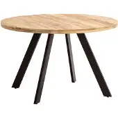 Wohnling Table de salle à manger 120x120x76 cm Mango Bois massif Table de salle à manger moderne Table de cuisine massive avec pieds en métal Table en bois Ronde de salle à manger
