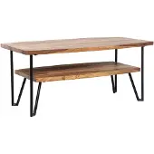 Wohnling Table basse 90x50x40 cm sheesham bois massif / métal table canapé rectangulaire |