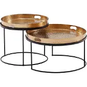 Wohnling Table basse set de 2 marteaux en métal or/noir table ronde avec marteau |