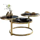 Wohnling Table basse SUSI avec 3 plateaux Noir / Or 58 x 43 x