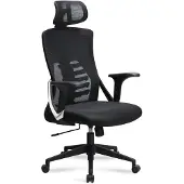 Amstyle Chaise de bureau noire avec revêtement en maille Chaise de bureau jusqu'à 120 kg avec appui-tête |