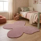 Little Olly Tapis Enfant Lavable – Coco Papillon Rose Foncé | 80x100cm | Irréguliers | Pile courte