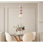 Nova Luce Suspension Clio L céramique rose avec verre blanc