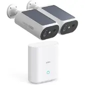 Aosu 2K Caméra Surveillance Extérieure sans Fil, Base+ 2 Cam, sans Frais Mensuels, 3MP WiFi Solaire Caméra Exterieur À Batterie, Panneau Solaire Intégré, Vision Nocturne Couleur,Détecteur de Mouvement