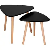 Springos Table basse - Lot de 2 - Style scandinave - Salon - Salle à manger - Triangulaire - Noire -