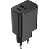 Setty chargeur réseau 1x USB + USB-C 3A 20W noir (GSM106082)