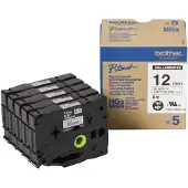 Brother HGE-M931V5 - Noir sur argent - Rouleau (1,2 cm x 8 m) 5 cassette(s) ruban laminé - pour P-Touch PT-9500pc, PT-9800PCN; P-Touch R RL-700S