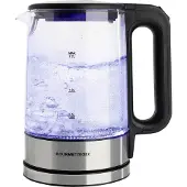Gourmetmaxx Bouilloire en verre LED 1,7L 2200W **Produit de second choix – testé & parfaitement fonctionnel** en Noir/Acier inoxydable