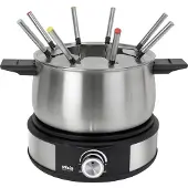 Silva PK-F 140 Fondue-Set inox-schwarz, 8 Gabeln, 1500 Watt 426037, Set à fondue, Argent, Noir