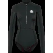 Rip Curl Shorty de surf Classic à manches longues pour femme, avec fermeture éclair sur le devant, noir, taille M