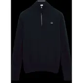 Gant pour homme. 87213 Pull en laine de mouton très fine avec demi-fermeture à glissière marine (L), Casuel, Classique