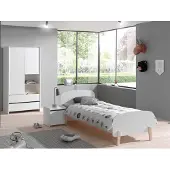 Vipack Cette combinaison Kiddy se compose des éléments suivants : kiddy 2t armoire+2 tiroirs * et un kiddy lit 90 blanc * et un kiddy nako blanc *