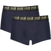 Cavalli Class Hommes, Sous-vêtements, Blu Cotton Mens Boxer, Bleu, (lot de 2, L)