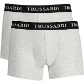 Trussardi Hommes, Sous-vêtements, Grigio Cotton Men's Boxer Underwear, Gris, (lot de 2, XXL)
