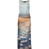 Desigual Robe beige clair / bleu ciel / bleu foncé / orange