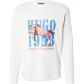 HUGO T-Shirt 'Nevalon' bleu clair / marron / cognac / blanc