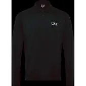 EA7 pour homme. 8NPF17_PJVUZ Polo à manches longues Core Identity en coton stretch noir (XS), Casuel, Manche longue