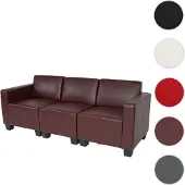 Mendler Canapé modulaire 3 places Canapé Lyon, simili cuir rouge-brun