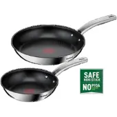 Tefal Ensemble de poêles - - B817S255 - Acier Inoxydable - 2 Pièces - Ø 20 cm et Ø 26 cm