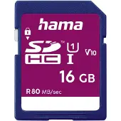 Hama Carte SDHC UHS-I, 80 Mo/s, 16 Go, bleue