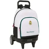 Safta Sac à dos Real Madrid 26/27, 33 litres, avec roulettes, couleur blanche. Pour enfants, taille unique, couleur blanche
