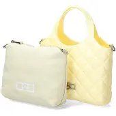 Marc Ellis Sac bandoulière femme en simili cuir noir, matelassé, avec poignées