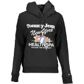 Tommy Hilfiger Femmes, Pull-over, Black Cotton Women's Hoodie, Noir, (XL)