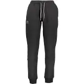 La Martina Pantalon de sport noir pour hommes : élastique, avec cordon de serrage & logo imprimé