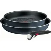 Tefal Lot de 2 poêles aluminium 24 et 28cm + 1 poignée noir - - L7239103 - ingenio so'light