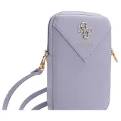 GUESS Portefeuille PU Grained 4G Logo en métal - pourpre, Bandoulière pour smartphone, Violet, Pink