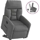 vidaXL Fauteuil relax avec releveur Gris foncé Tissu microfibre