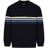Armani Exchange pour homme. XM002424AF11960MB571 Pull en maille à rayures marine (XS), Casuel, Coton