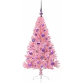 vidaXL Arbre de Noël artificiel pré-éclairé Rose 120 cm PVC