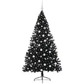 vidaXL Sapin de Noël artificiel pré-éclairé noir 180 cm PVC