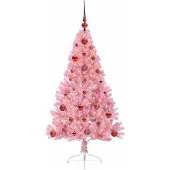 vidaXL Arbre de Noël artificiel pré-éclairé Rose 120 cm PVC