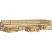 vidaXL Ensemble de salon de jardin 8 pièces, blanc et beige