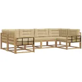 vidaXL Ensemble de salon de jardin 6 pièces, blanc et beige