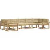 vidaXL Ensemble de salon de jardin 7 pièces, blanc et beige