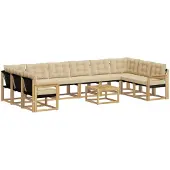 vidaXL Ensemble de salon de jardin 11 pièces, blanc et beige