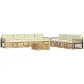 vidaXL Ensemble de canapés d'extérieur , 8 pièces, blanc et crème, en polyester