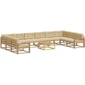 vidaXL Ensemble de salon de jardin 11 pièces, blanc et beige