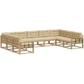 vidaXL Ensemble de salon de jardin 9 pièces, blanc et beige