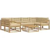 vidaXL Ensemble de salon de jardin 5 pièces, blanc et beige