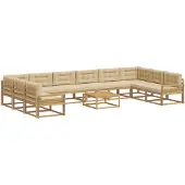vidaXL Ensemble de salon de jardin 11 pièces, blanc et beige