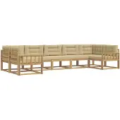 vidaXL Ensemble de salon de jardin 7 pièces, blanc et beige