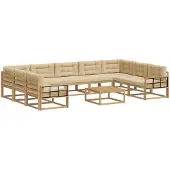 vidaXL Ensemble de salon de jardin 10 pièces, blanc et beige