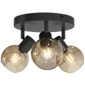 HOFTRONIC™ - Plafonnier LED 3 spots 40W E14 Noir Verre ambré IP20