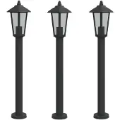 vidaXL Lampes d'allée 3 pcs. noir 80 cm acier inoxydable