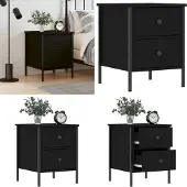 vidaXL Table de chevet noir 40x42x50 cm bois d’ingénierie