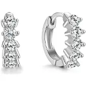 Beneto Boucles d'oreilles rondes en argent AGUC2235 (L), (zircone cubique)